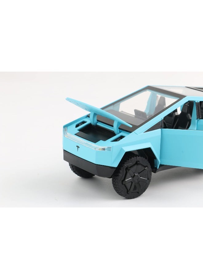 1:32 Scale Cybertruck Diecast Model | Pull Back Pickup Truck with Sound & Light | Alloy Toy for Kids & Tesla Enthusiasts | Blue