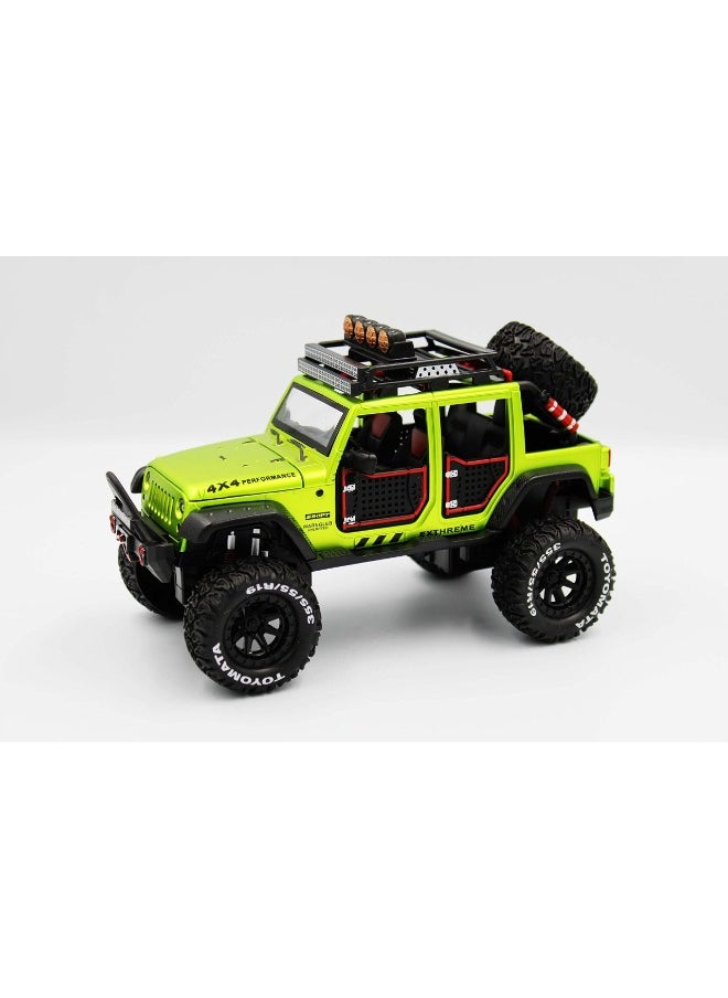 1:24 Scale Diecast Jeep Wrangler Off-Road Kings | Green Jeep Model for Collectors & Kids | Realistic Details & Durable Build