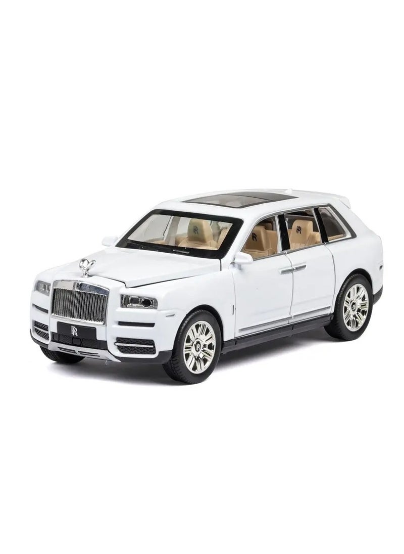 Rolls-Royce CULLINAN Model Car | Zinc Alloy Pull Back Toy Car with Sound & Light for Kids Boys and Girls (White)