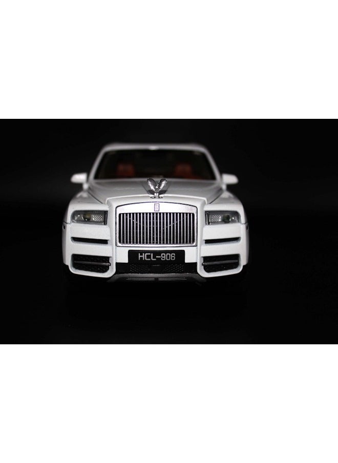 Rolls-Royce CULLINAN Model Car | Zinc Alloy Pull Back Toy Car with Sound & Light for Kids Boys and Girls (White)