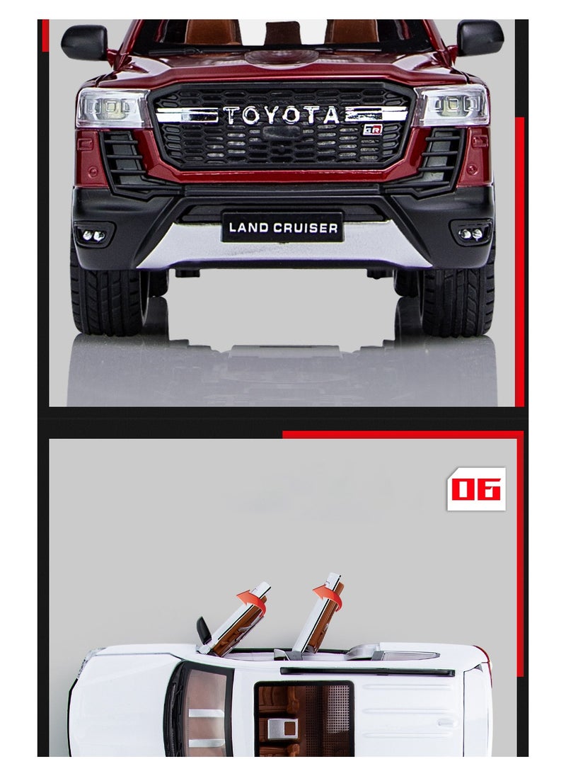 1:24 Toyota Land Cruiser LC300 Prado SUV Model Car – Diecast Alloy Toy Vehicle with Pull-Back Action, Sound & Light Features, Perfect Gift for Kids & Boys