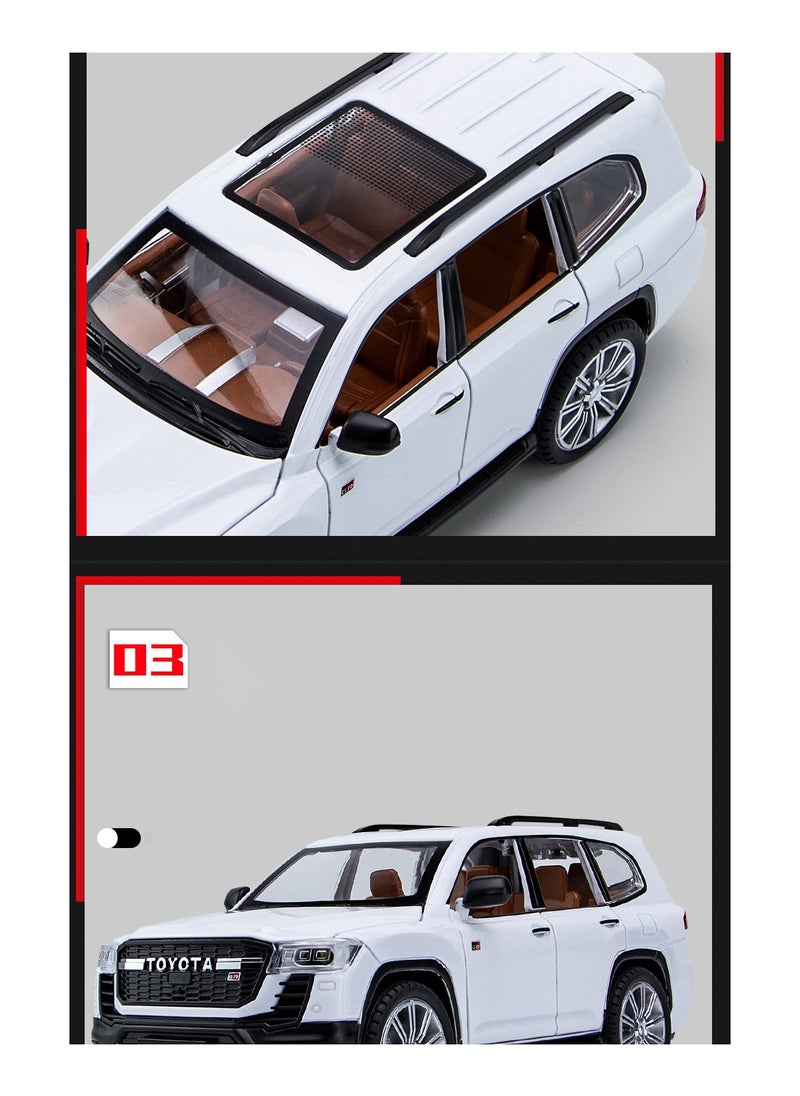 1:24 Toyota Land Cruiser LC300 Prado SUV Model Car – Diecast Alloy Toy Vehicle with Pull-Back Action, Sound & Light Features, Perfect Gift for Kids & Boys