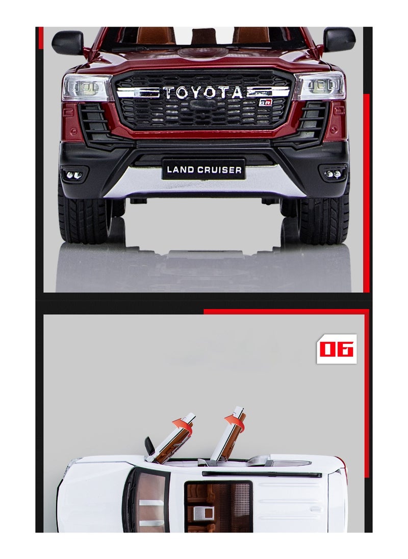1:24 Toyota Land Cruiser LC300 Prado SUV Model Car – Diecast Alloy Toy Vehicle with Pull-Back Action, Sound & Light Features, Perfect Gift for Kids & Boys