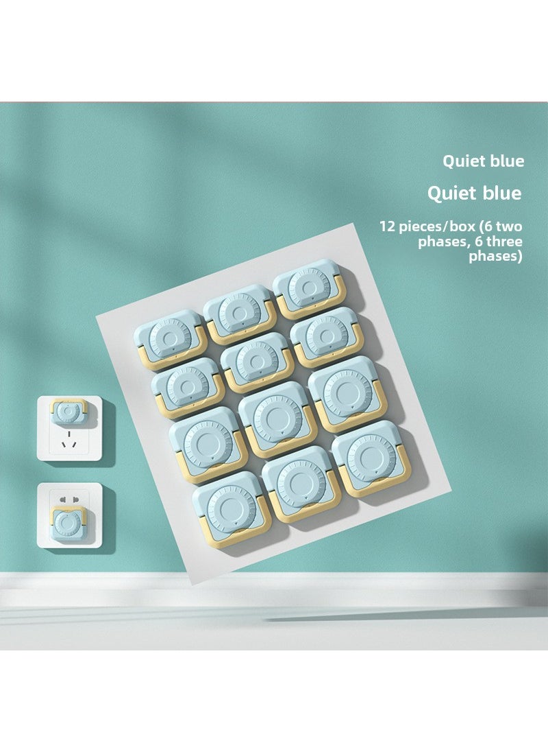 Childproof Outlet Covers Safety Plugs Quiet Blue 12 Pack (6 Two-Phase +6 Three-Phase)