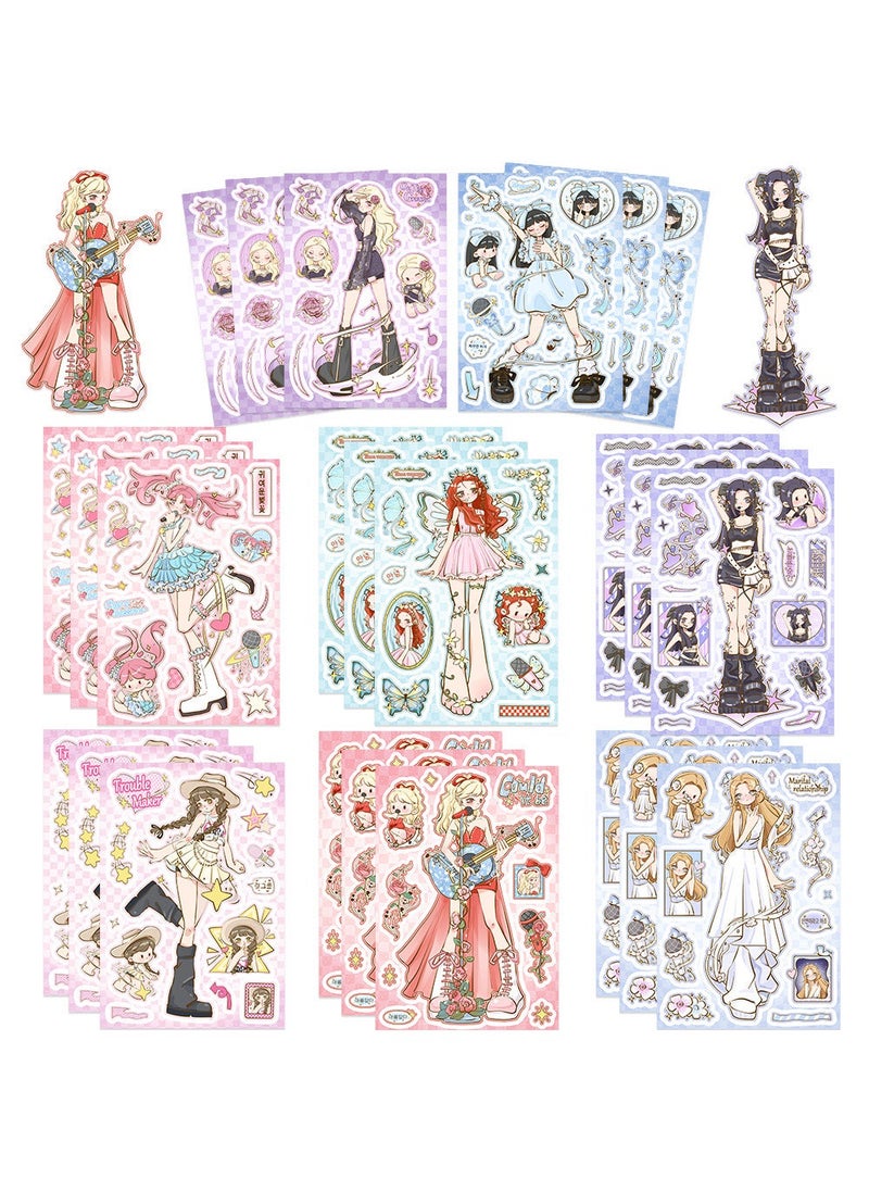 Korean Cartoon Collage Cute Girl Phone Case Stickers Set 8ZD104 Kpop women's group (default 8 sheets/bag)