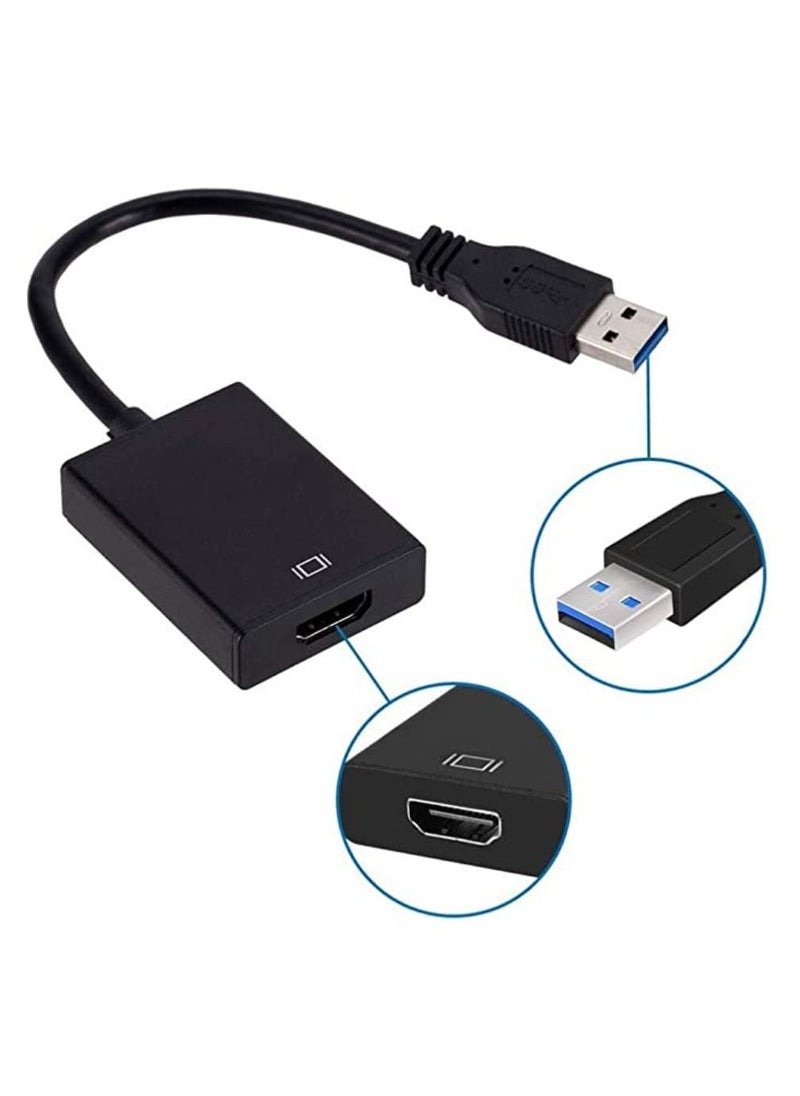 USB to HDMI Adapter 3.0/2.0 To HDMI 1080P Video Graphics Cable Converter With Audio For PC Laptop Projector HDTV Compatible with Windows XP 7/8/8.1/10