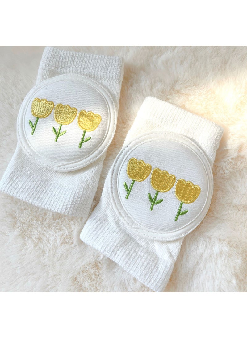 1 x 5 pcs 2022 Summer Thin Baby Knee Pads Cotton Yellow Tulip