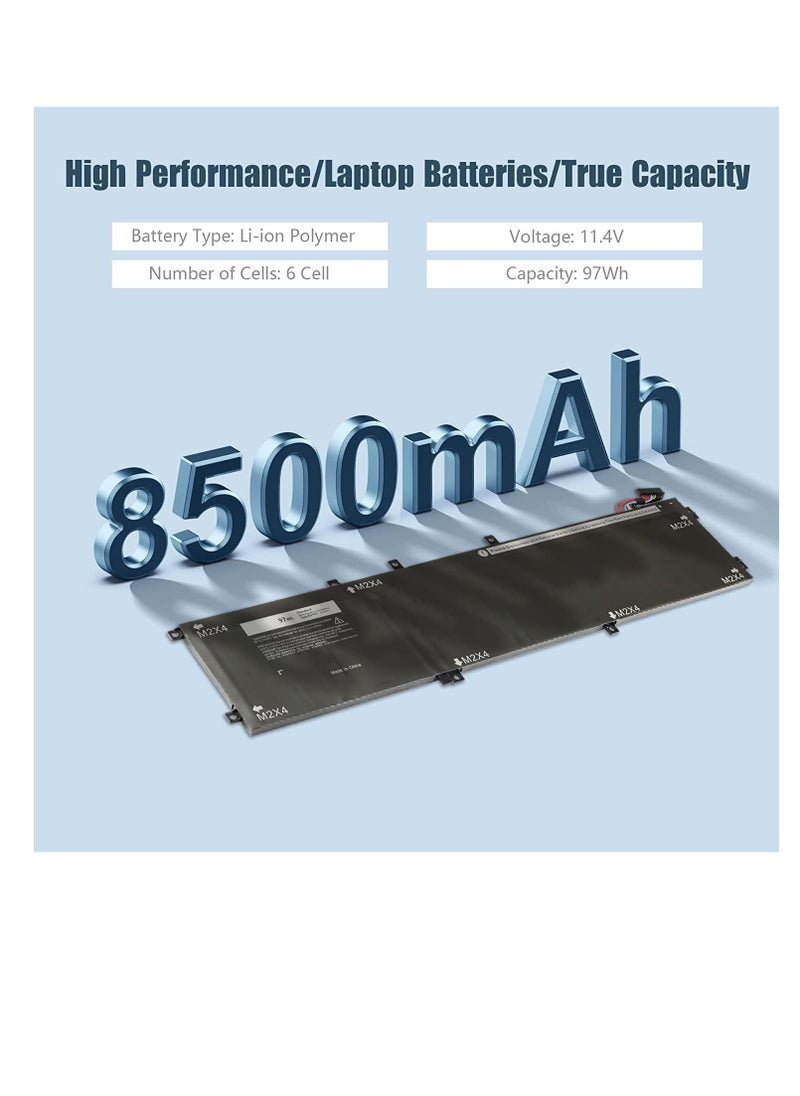 Laptop Battery Compatible for 6GTPY 5XJ28 Battery for Dell XPS 15 9560 9550 9570 7590 Precision 5520 5510 M5520 i7-7700HQ 5XJ28 5D91C 5041C 05041C Laptop Battery Replacement 11.4V 97Wh