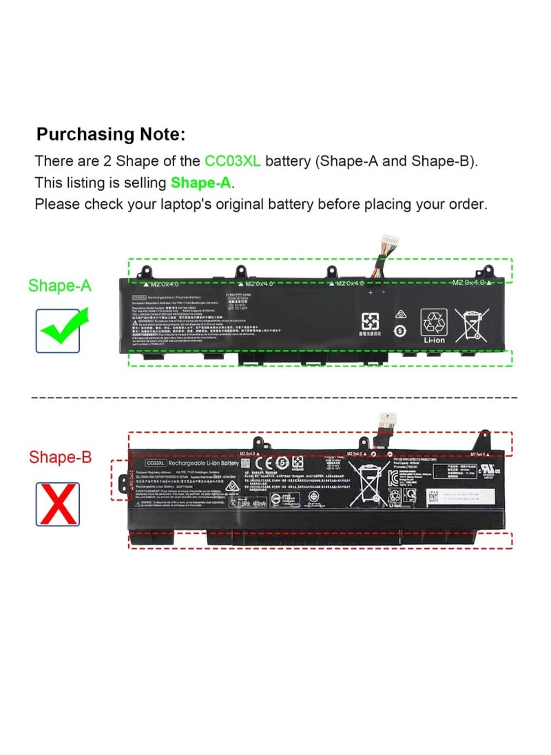 Battery 53Wh CC03XL CC03053XL-PL Laptop Battery for HP EliteBook 830 835 840 845 G7 G8 Probook 635 Aero G7 G8 ZBook Firefly 14 G7 G8 MT32 Mobile Thin Client L78555-0055-0055-0055 L776 08-421