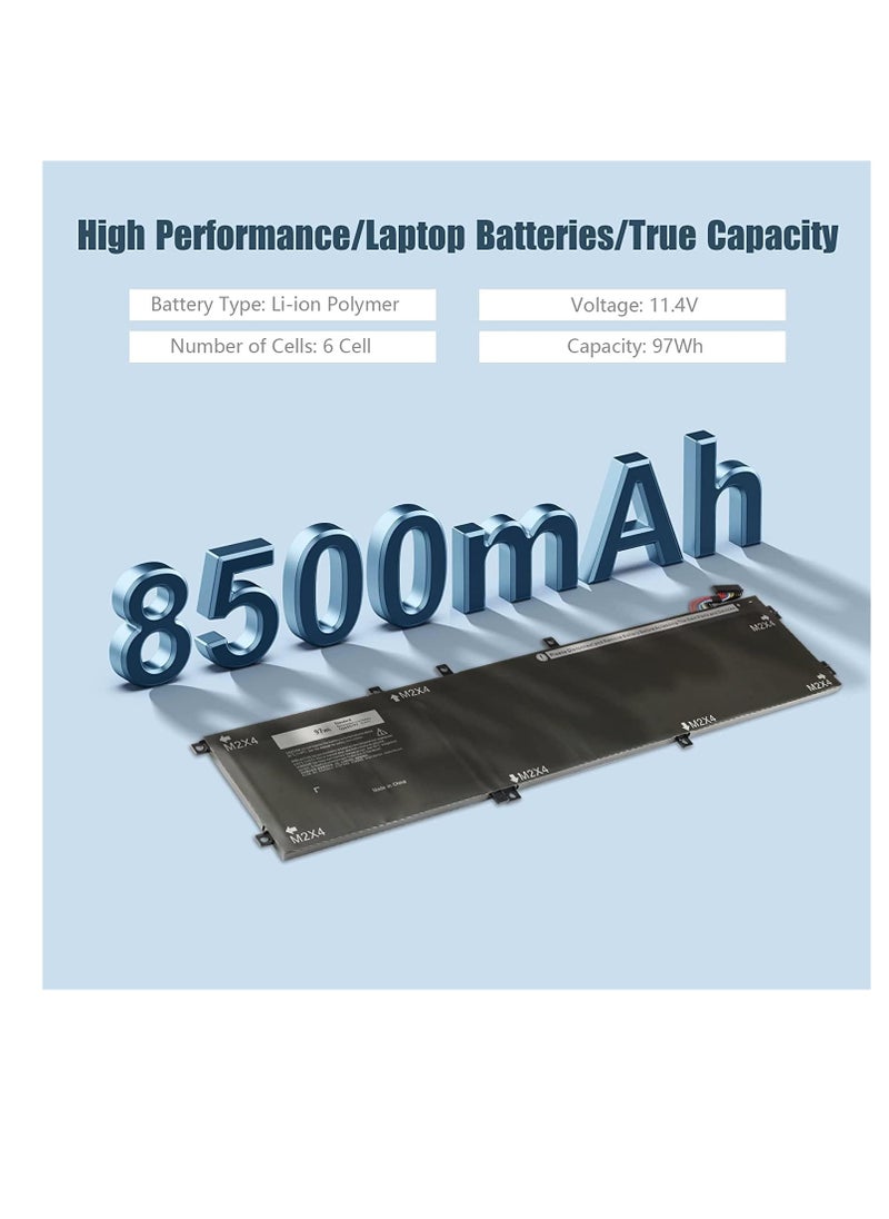 Laptop Battery Compatible for 6GTPY 5XJ28 Battery for Dell XPS 15 9560 9550 9570 7590 Precision 5520 5510 M5520 i7-7700HQ 5XJ28 5D91C 5041C 05041C Laptop Battery Replacement 11.4V 97Wh