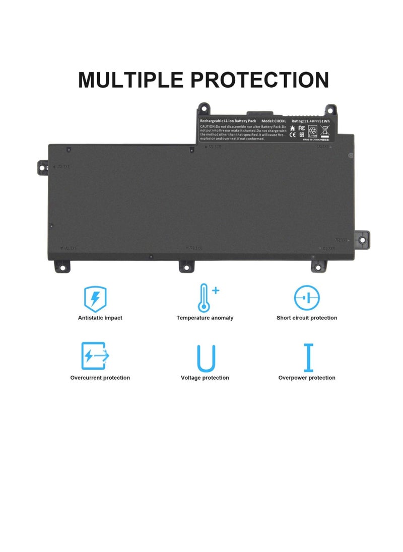 CI03 CI03XL Battery for HP ProBook 640 650 645 655 G2 G3 T7B31AA CI03048XL CIO3 CIO3XL HSTNN-UB6Q LB6T 801554-001 801517-831 801517-541 HSTNN-I66C-4 HSTNN-I66C-5H HSTNN-I66C-5U