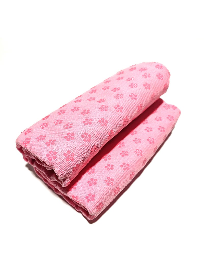 Ultrafine Fiber Yoga Towel with Plum Dots Non-Slip Sweat-Absorbent Mat Pink towel