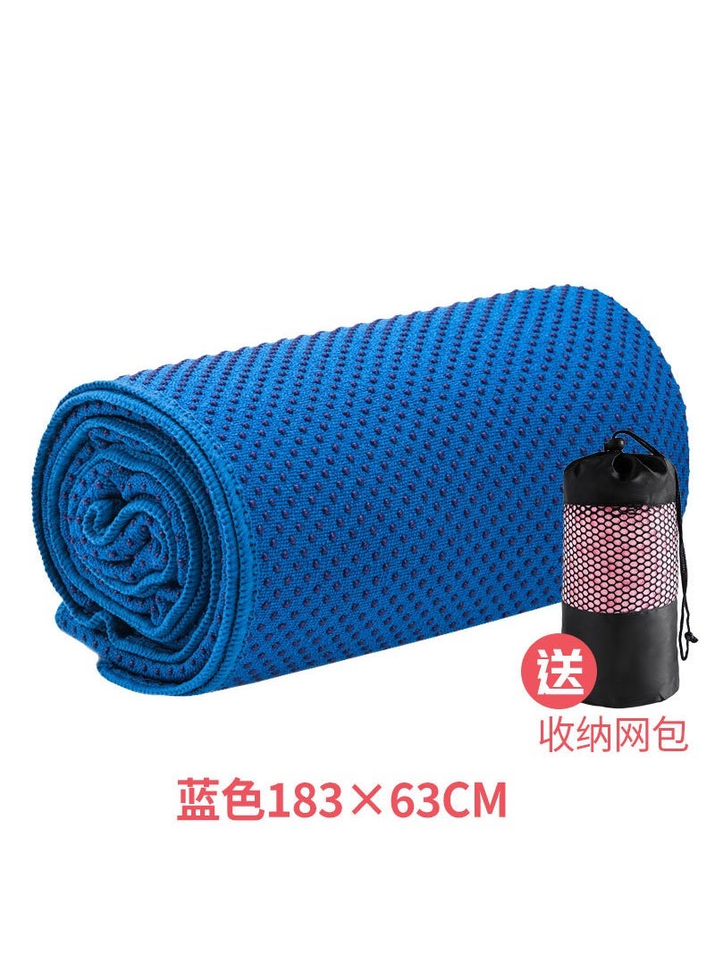 Yoga Professional Anti-Slip Blanket Thickened and Widened Sports Fitness Mat Washable Sweat-Absorbing Towel Cloth Mat Beginners Womens Paving Towel Blue straight row 183*63cm