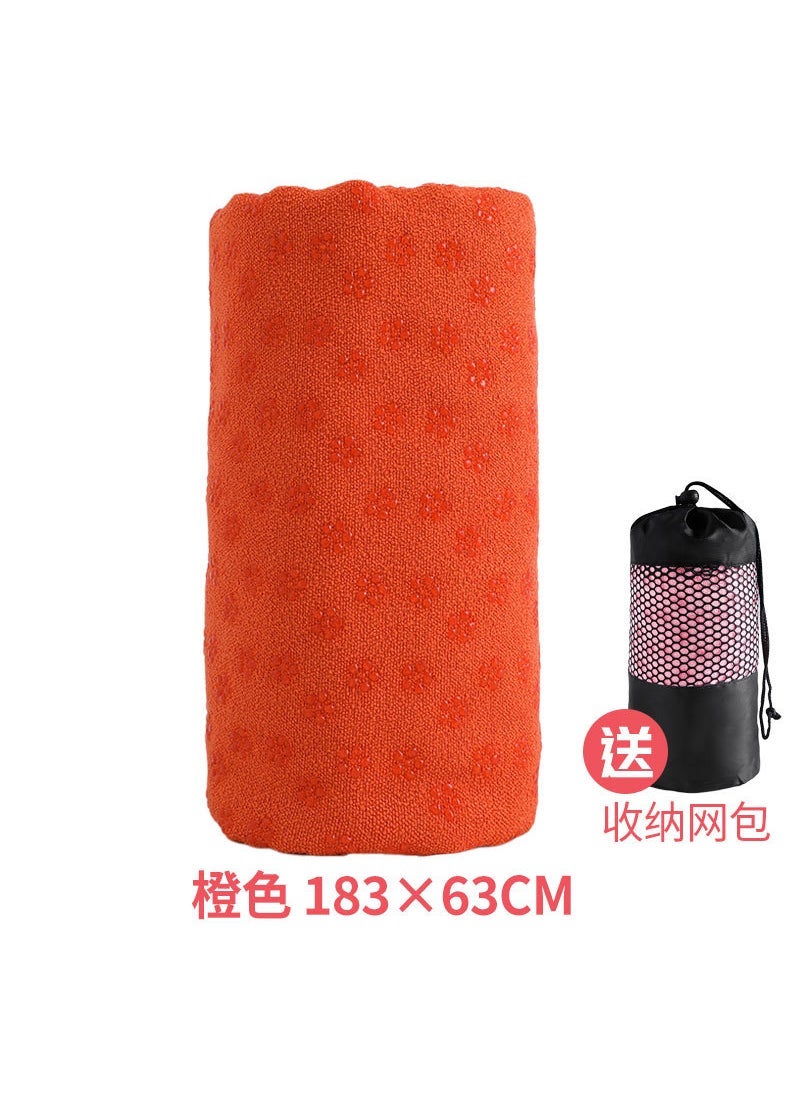 Yoga Professional Anti-Slip Blanket Thickened and Widened Sports Fitness Mat Washable Sweat-Absorbing Towel Cloth Mat Beginners Womens Paving Towel Orange plum 183*62cm