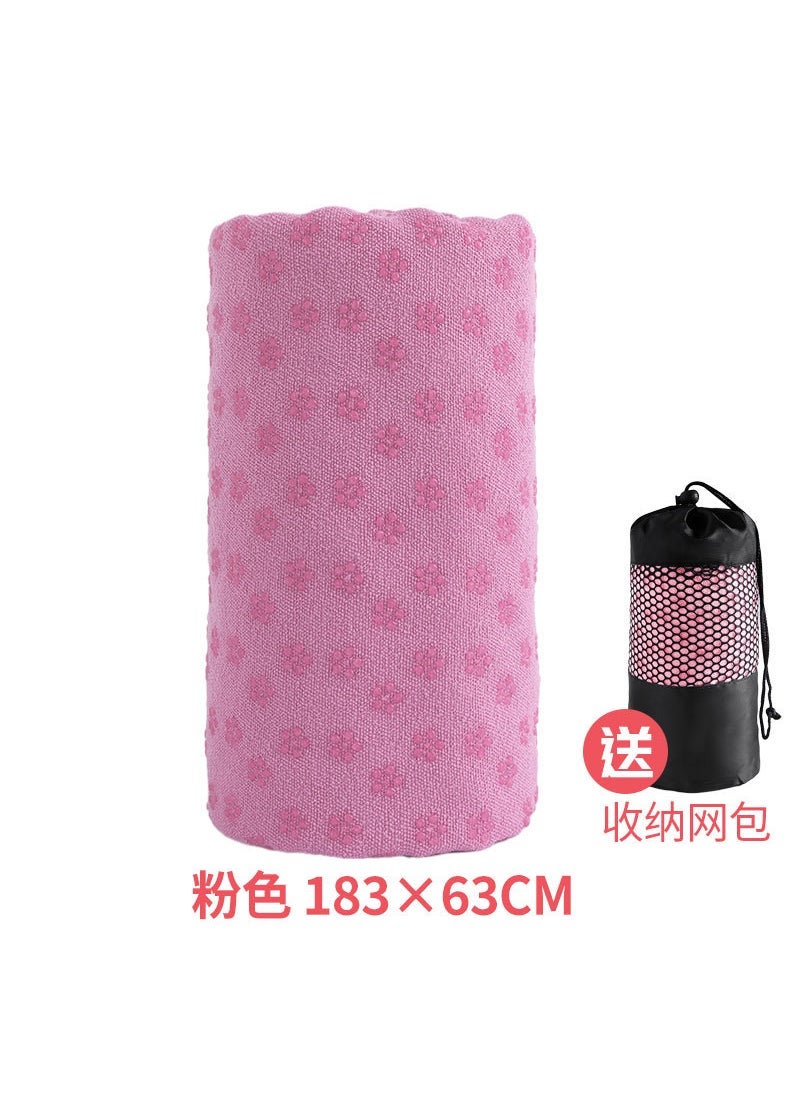 Yoga Professional Anti-Slip Blanket Thickened and Widened Sports Fitness Mat Washable Sweat-Absorbing Towel Cloth Mat Beginners Womens Paving Towel Pink plum 183*62cm