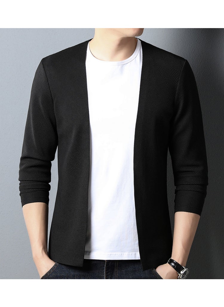 Mens Casual Knit Cardigan Autumn Winter Black {please consider carefully before ordering}