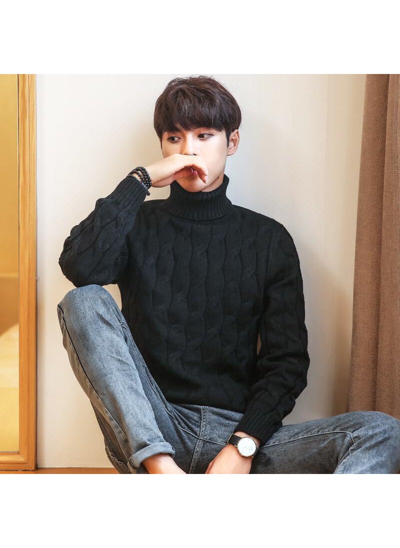 1 x 5 pcs 2022 Fall Korean Thick Turtleneck Mens Knit Sweater Black