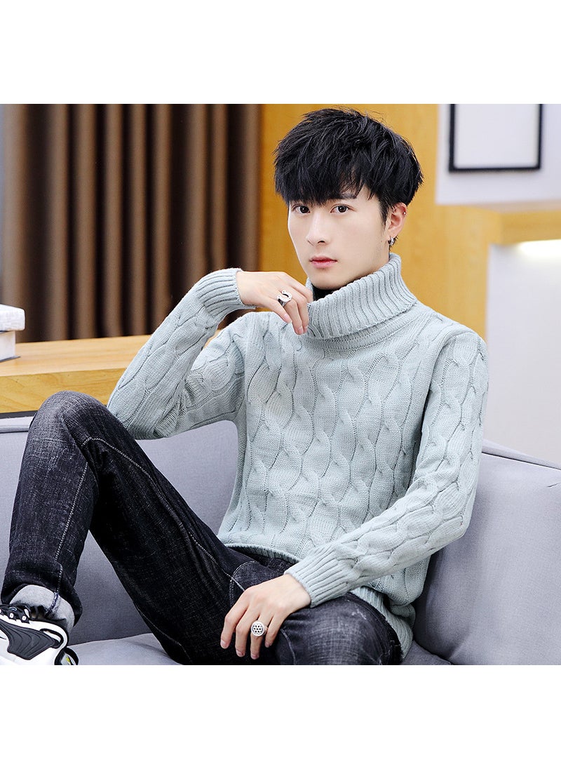 1 x 5 pcs 2022 Fall Korean Thick Turtleneck Mens Knit Sweater Gray