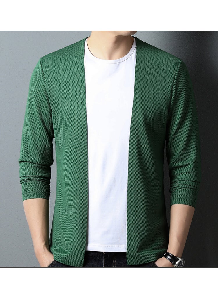 Mens Casual Knit Cardigan Autumn Winter Green {please consider carefully before ordering}