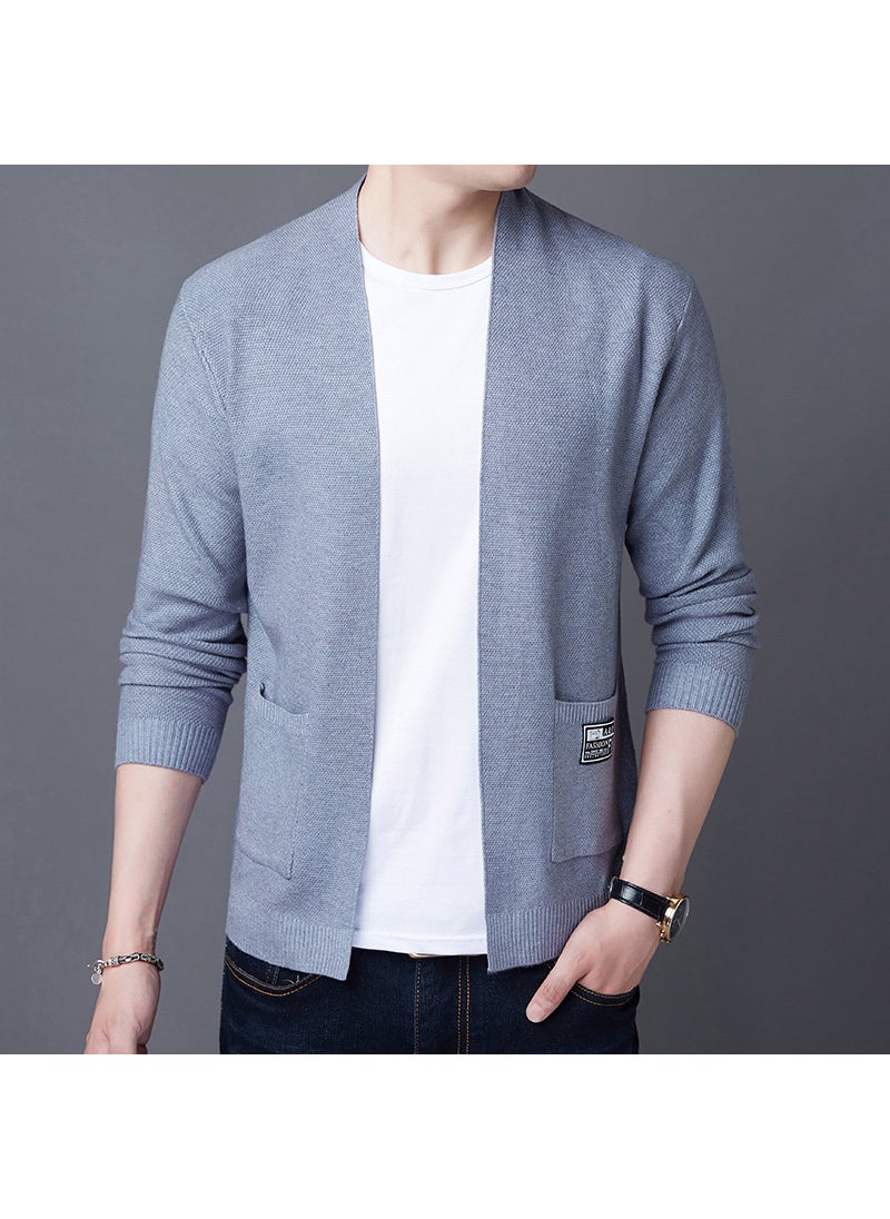 Mens Casual Knit Cardigan Autumn Winter Gray