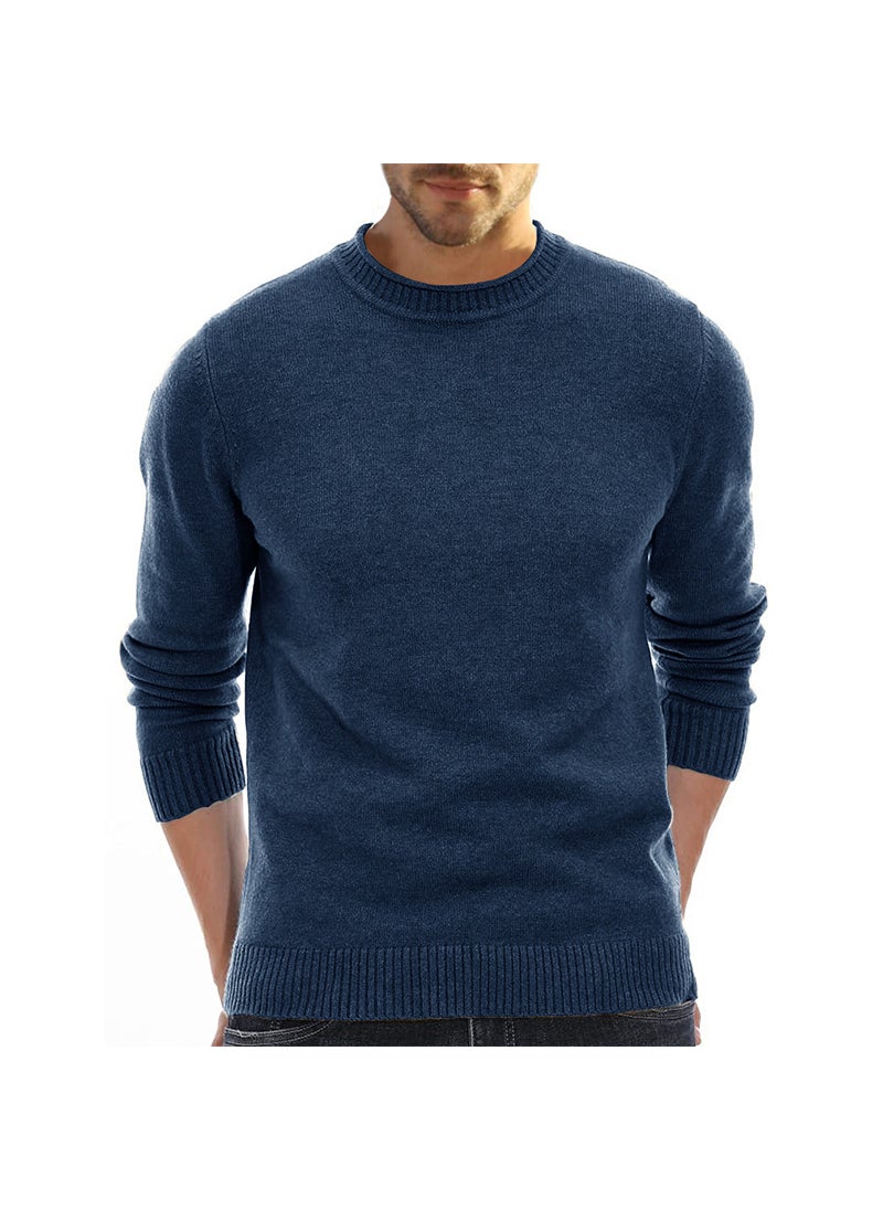 1 x 5 pcs Mens Knit Sweater Short Sleeve Thick Turtleneck Flower Blue