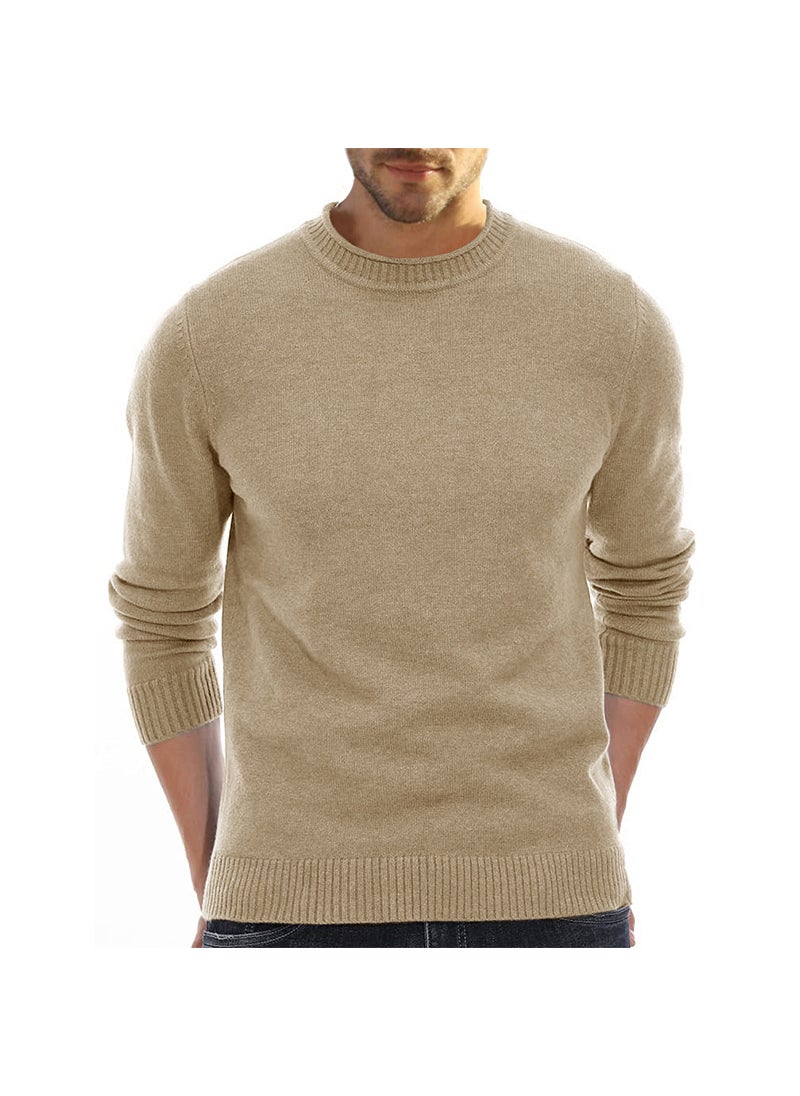 1 x 5 pcs Mens Knit Sweater Short Sleeve Thick Turtleneck Khaki