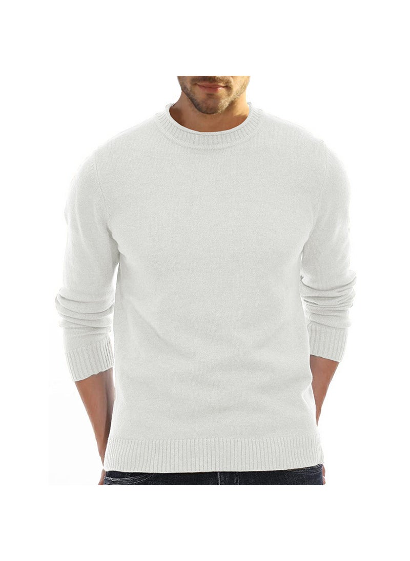 1 x 5 pcs Mens Knit Sweater Short Sleeve Thick Turtleneck White