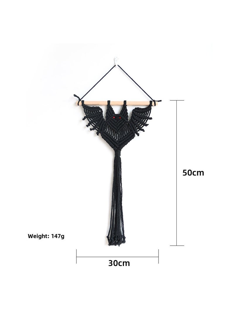 Handmade Bat Macrame Plant Hanger Tapestry Black short