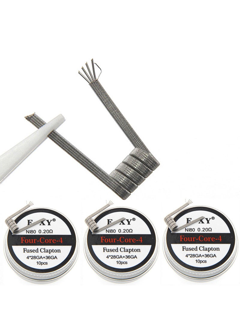 1 x 5 pcs NI80 Dual/Quad Core Clapton Prebuilt Coils Two core 10 a box