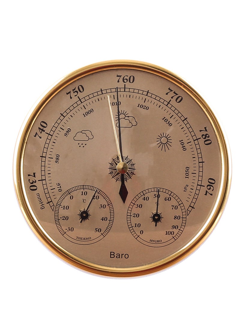 1 x 5 pcs 3-in-1 Weather Station Thermometer Hygrometer Barometer 128MM three-in-one gold