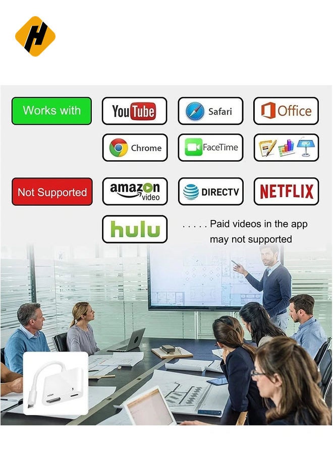 HDMI Adapter for iPhone,HDMI Sync Screen Converter, 1080P HDMI Digital AV Adapter with Charing Port,Compatible with iPhone 13/12/11/X/8/7/ iPad/ iPod to HD TV/Monitor/Projector. [No Need Power]