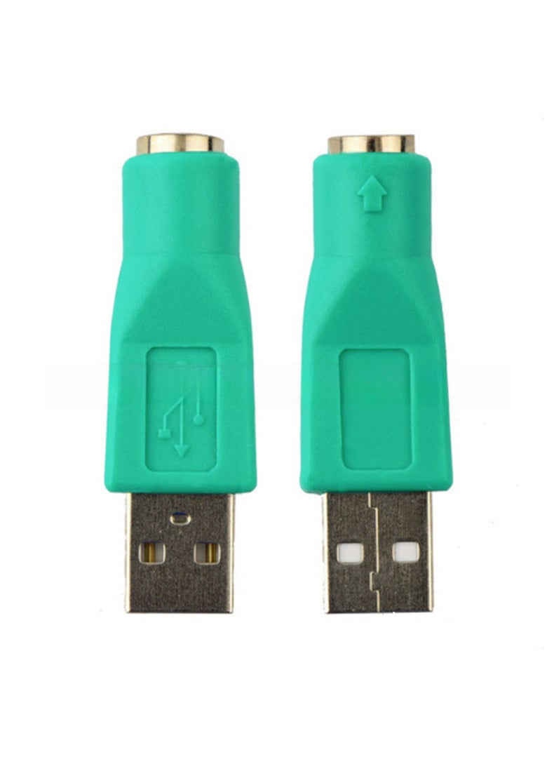 1 x 5 pcs USB to PS2 Converter Green 6Pin Adapter for Keyboard Mouse Green