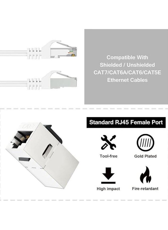 CAT7 Coupler RJ45 Keystone Shielded Coupler, Ethernet Coupler, Female to Female Keystone Jack，STP Keystone Insert for Cat7/Cat6a/cat6/cat5e Cable (5 Pack)