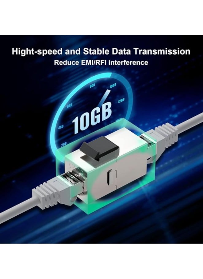 CAT7 Coupler RJ45 Keystone Shielded Coupler, Ethernet Coupler, Female to Female Keystone Jack，STP Keystone Insert for Cat7/Cat6a/cat6/cat5e Cable (5 Pack)