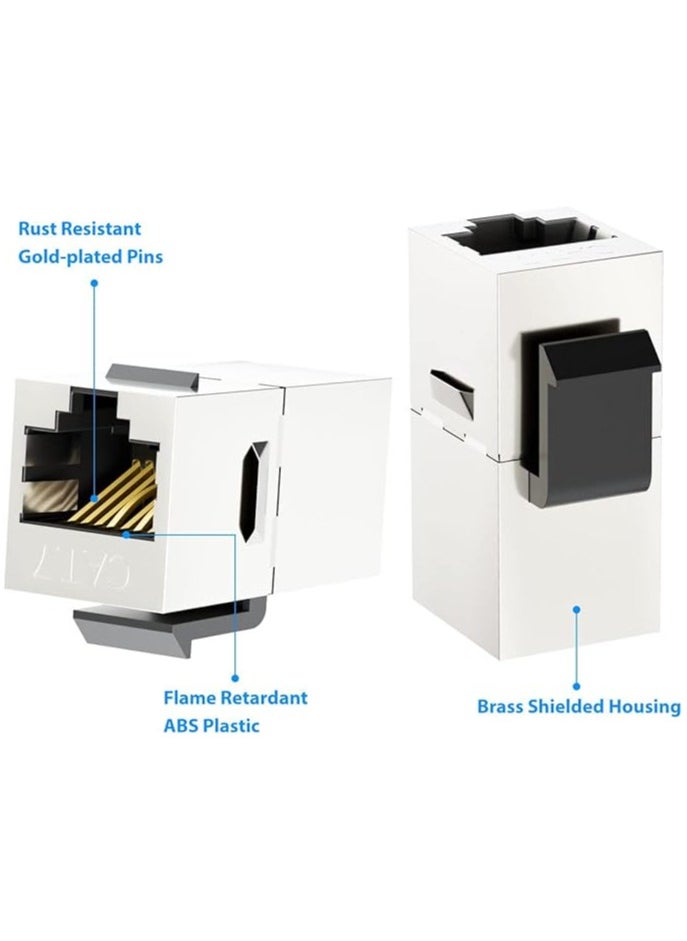CAT7 Coupler RJ45 Keystone Shielded Coupler, Ethernet Coupler, Female to Female Keystone Jack，STP Keystone Insert for Cat7/Cat6a/cat6/cat5e Cable (5 Pack)