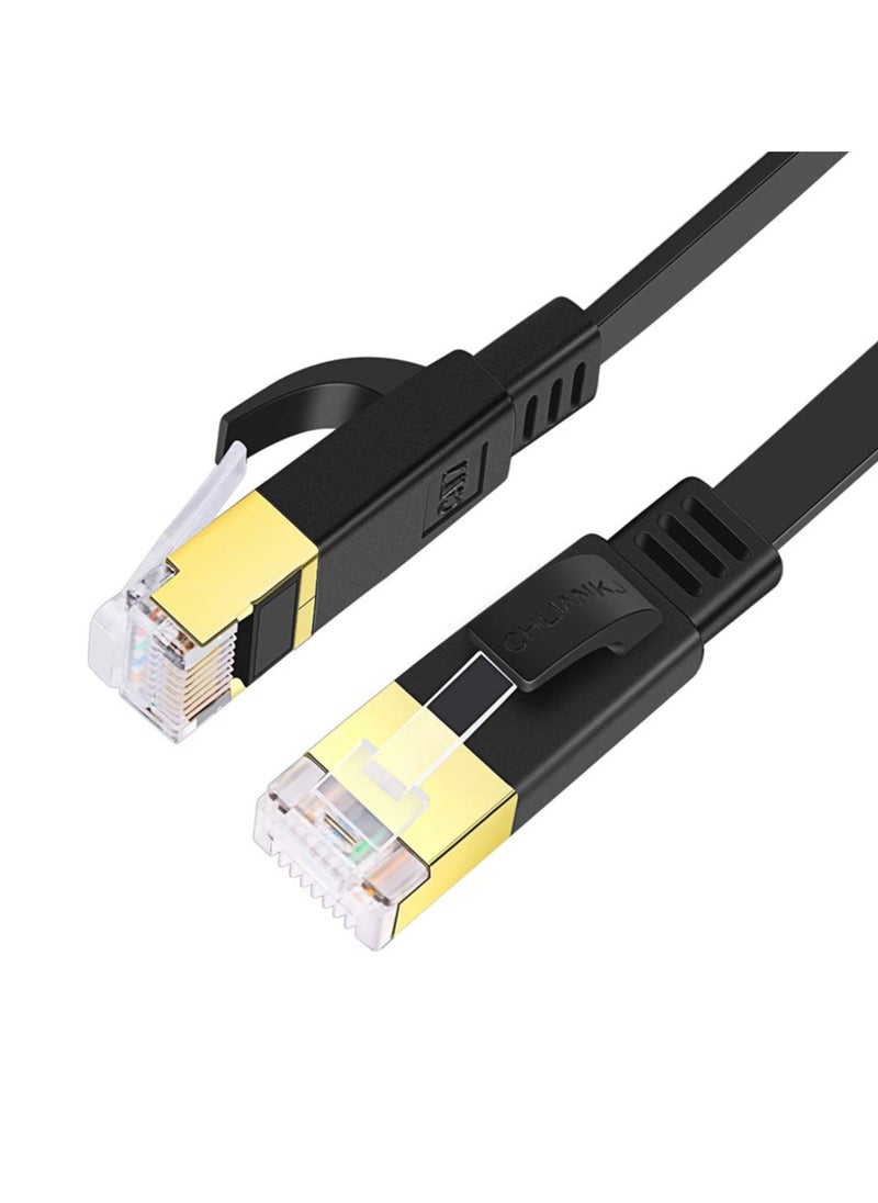 Cat 7 Ethernet Cable, High Speed Gigabit Flat Lan Network Cable, with RJ45 Gold Plated Connector, 10Gbps 600Mhz Shielded Internet Patch Cord for Switch, Router, Modem, Patch Panel (25M)