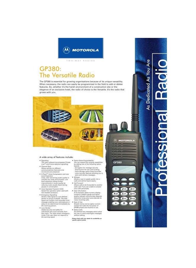 MOTOROLA GP380 TWO WAY RADIO UHF