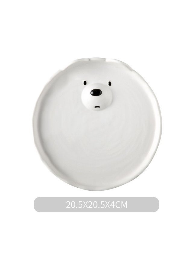 1 x 5 pcs Ceramic Bear Bowl  Dish Set - Cute Cartoon Childrens Tableware Great white bear 8inch plate