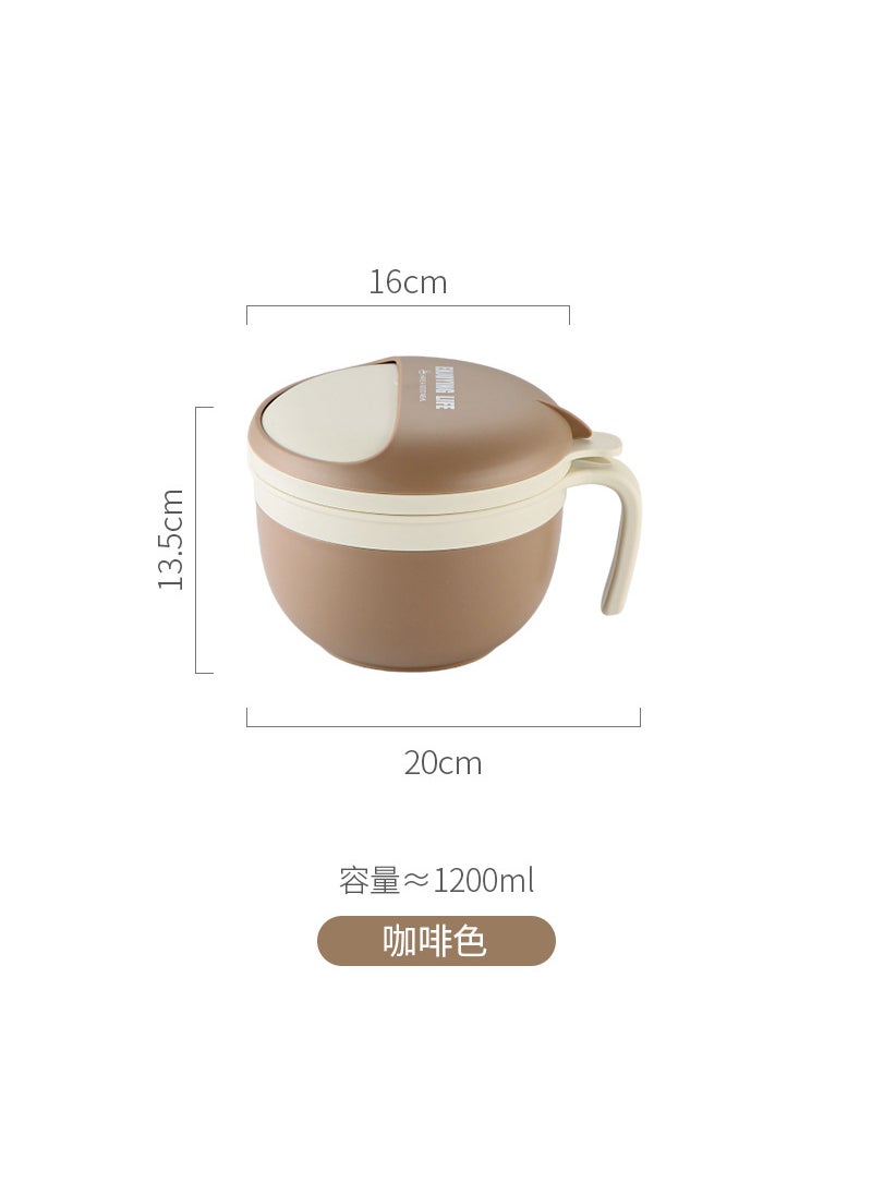 Stainless Steel 304 Noodle Bowl Thermal Lunchbox Brown