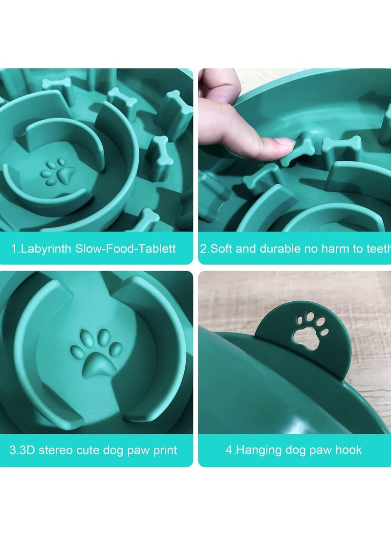 Large Slow Feeding Dog Bowl,Pet Fun Feeder For S M L Size Dog(Green)