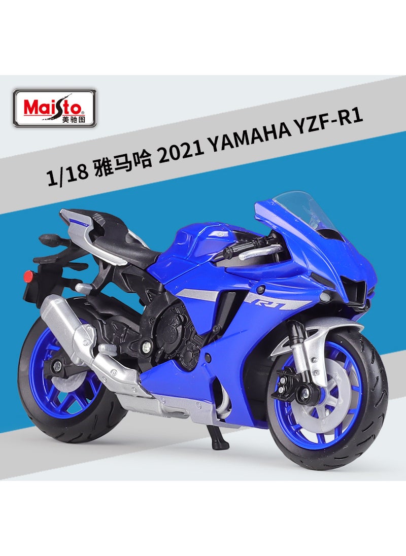 1:18 Kawasaki Ninja H2R Diecast Motorcycle Model with Stand #20-21837 Yamaha 2021 YZF-R1 Blue