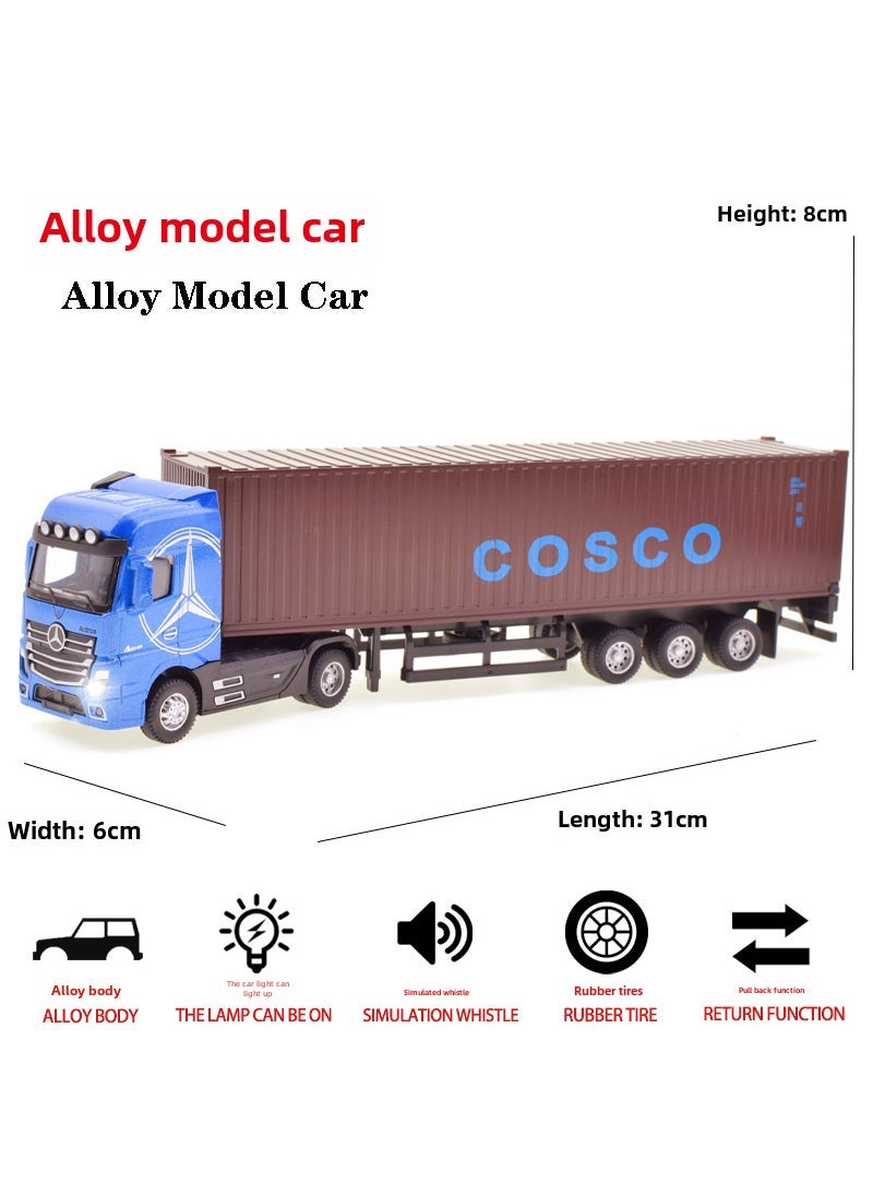 Kids Alloy Engineering Toy Truck Model Blue Brown alloy container truck