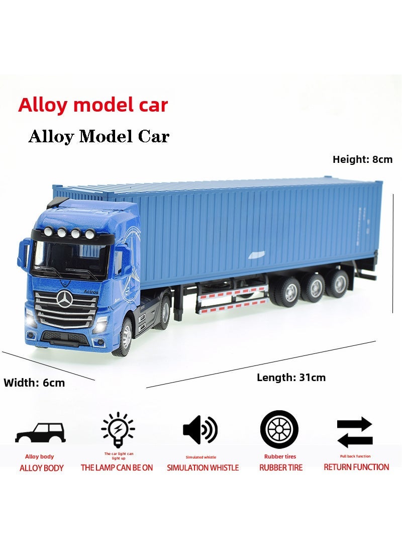 Kids Alloy Engineering Toy Truck Model Blue and Blue alloy container truck