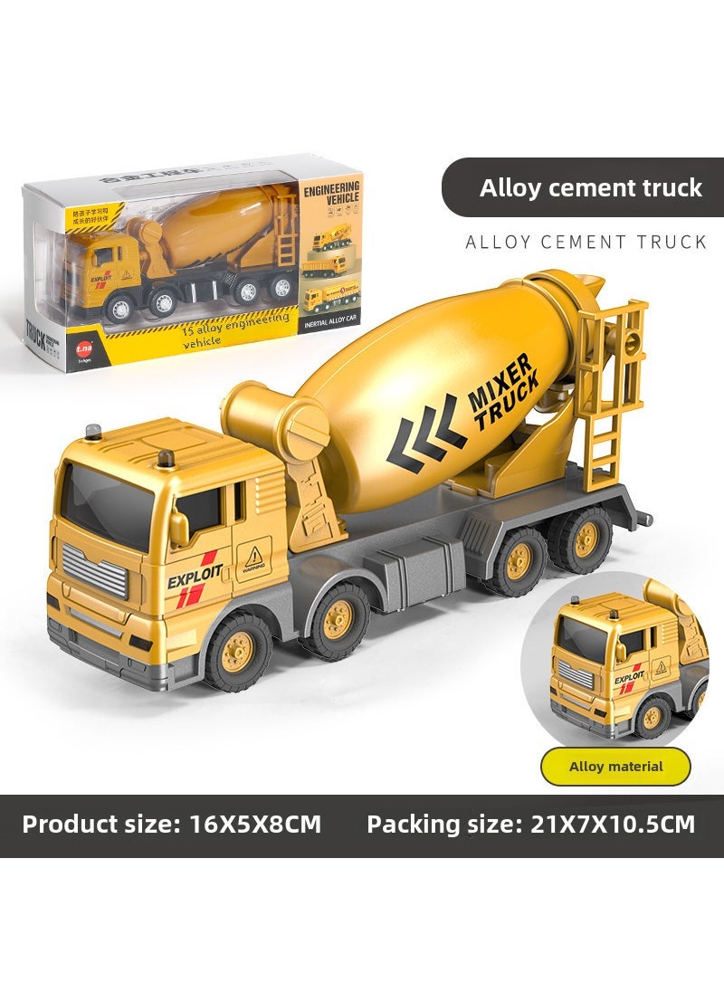 Popular inertial simulation engineering alloy engineering vehicle model childrens toy car excavator suit toy wholesale Alloy cement truck [gift box]]