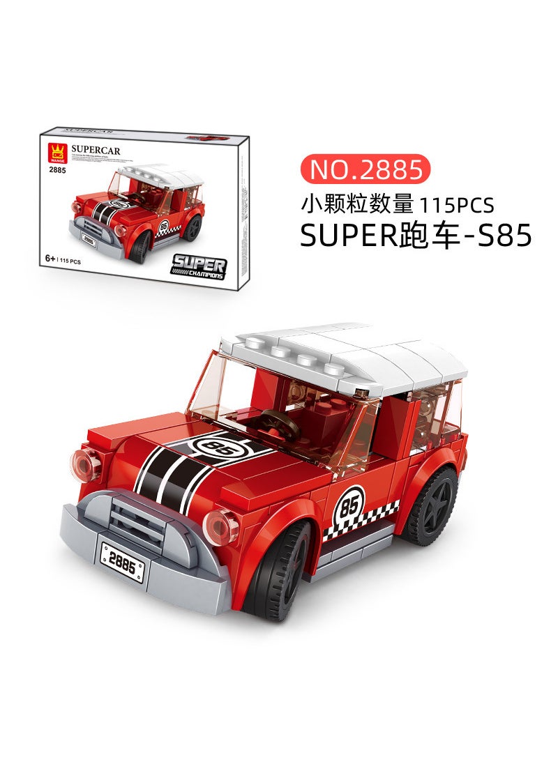 1 x 5 pcs Wange 2870-2883 Sports Car Building Blocks DIY Model Toy for Boys 2885:S85 Super run 115pcs