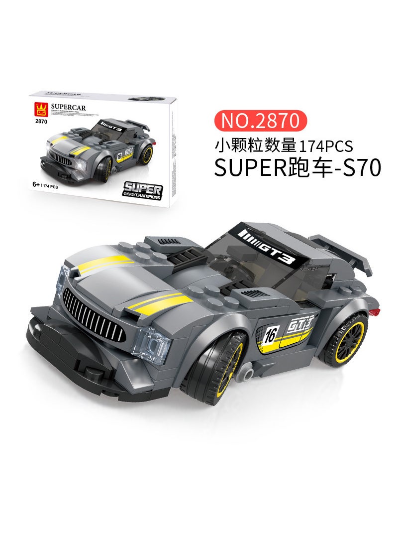 1 x 5 pcs Wange 2870-2883 Sports Car Building Blocks DIY Model Toy for Boys 2870:S70 Super run 174pcs