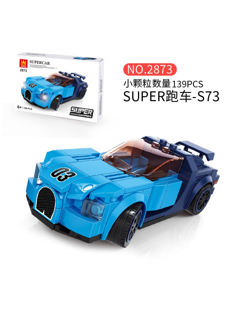 1 x 5 pcs Wange 2870-2883 Sports Car Building Blocks DIY Model Toy for Boys 2873:S73 Super run 173pcs