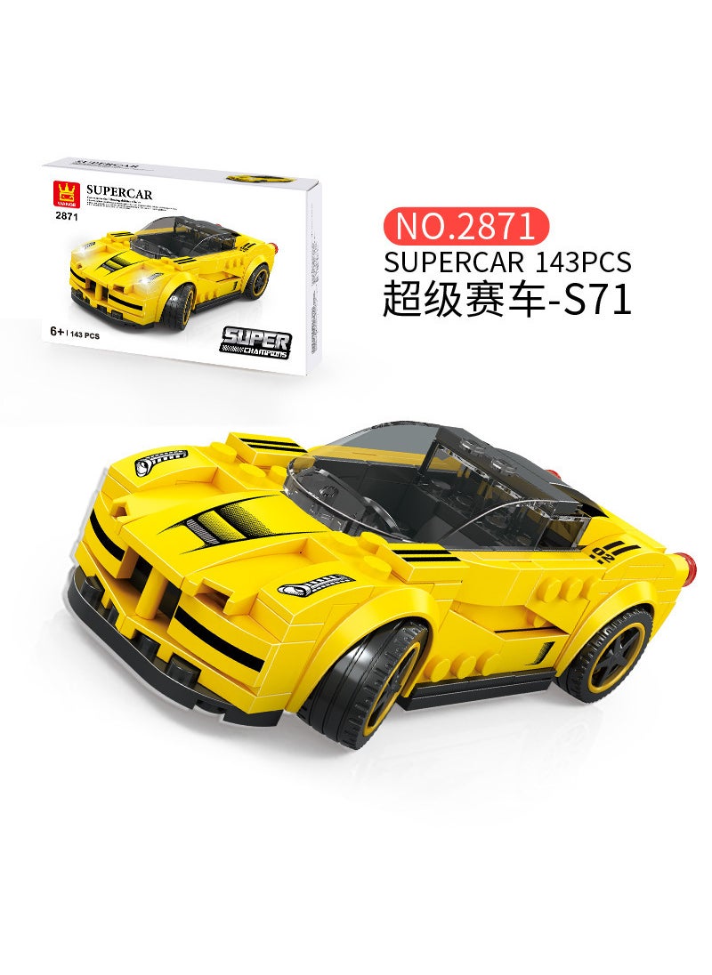 1 x 5 pcs Wange 2870-2883 Sports Car Building Blocks DIY Model Toy for Boys 2871:S71 Super run 151pcs