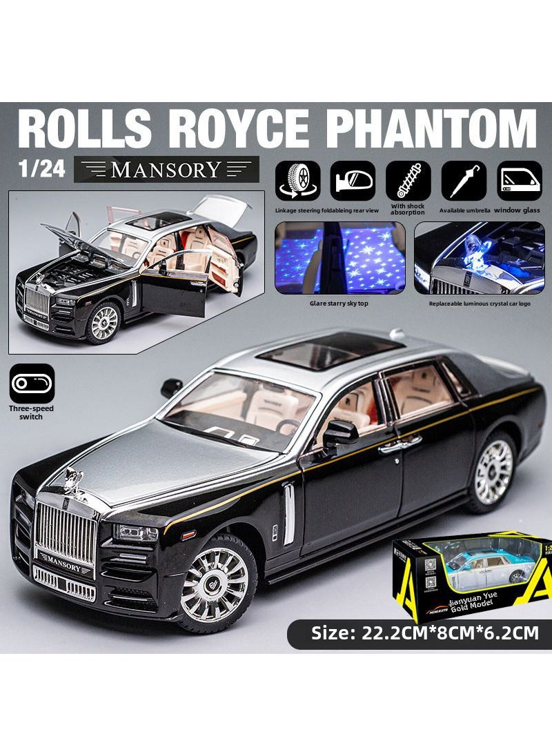 Jianyuan 1:24 Large Phantom Diecast Model Car Black silver blister box with star top