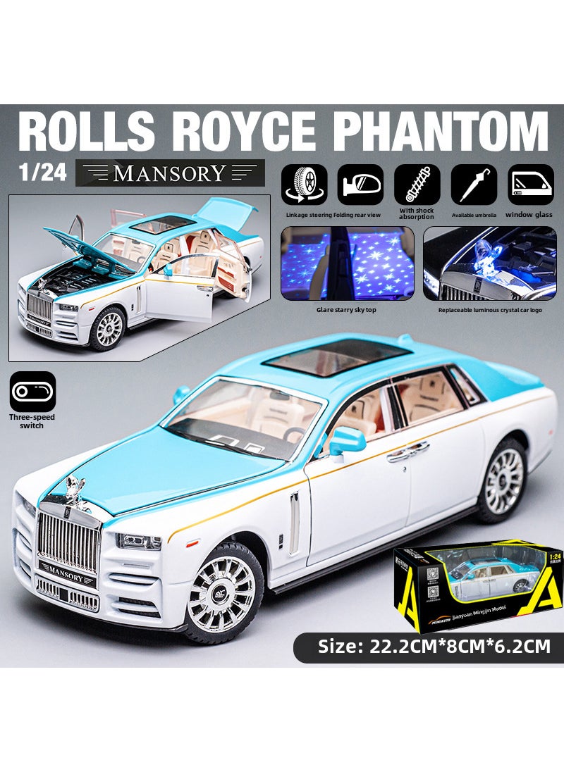 Jianyuan 1:24 Large Phantom Diecast Model Car White blue blister box with star top